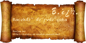 Baczkó Árvácska névjegykártya